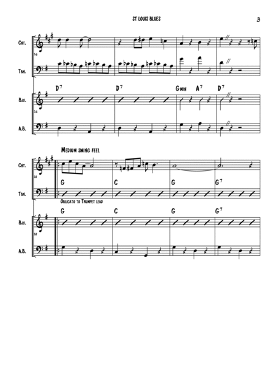 Dixieland jazz band - St Louis Blues Jazz Ensemble scores gallery preview page 3