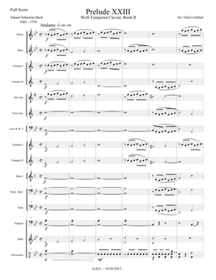 Prelude no. 23, Well-Tempered Clavier, Book II - Extra Score