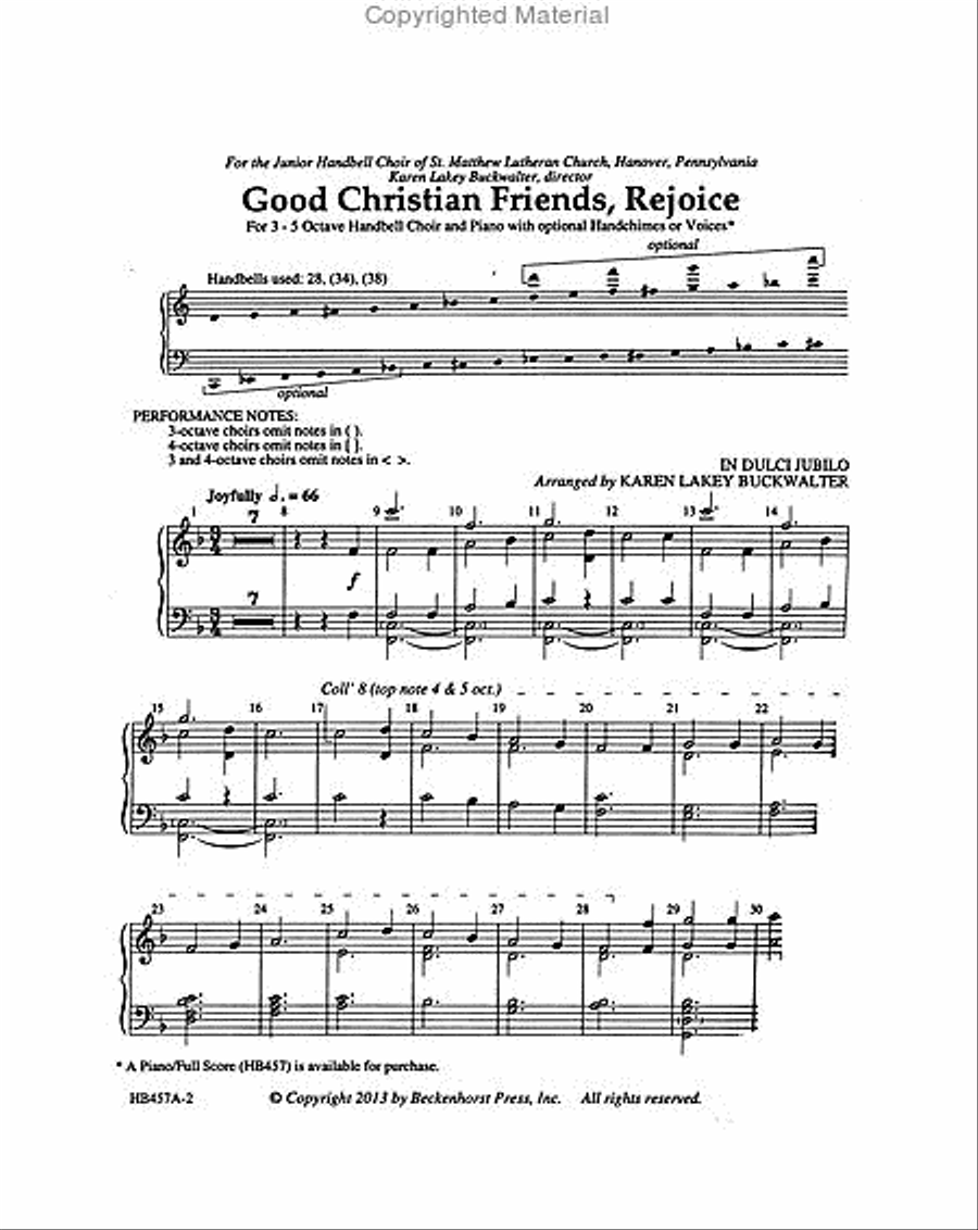 Good Christian Friends, Rejoice - handbell part 5-Octaves scores gallery preview page 2