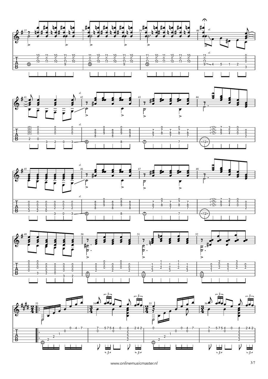 Prelude No.1 in E Minor Acoustic Guitar scores gallery preview page 4