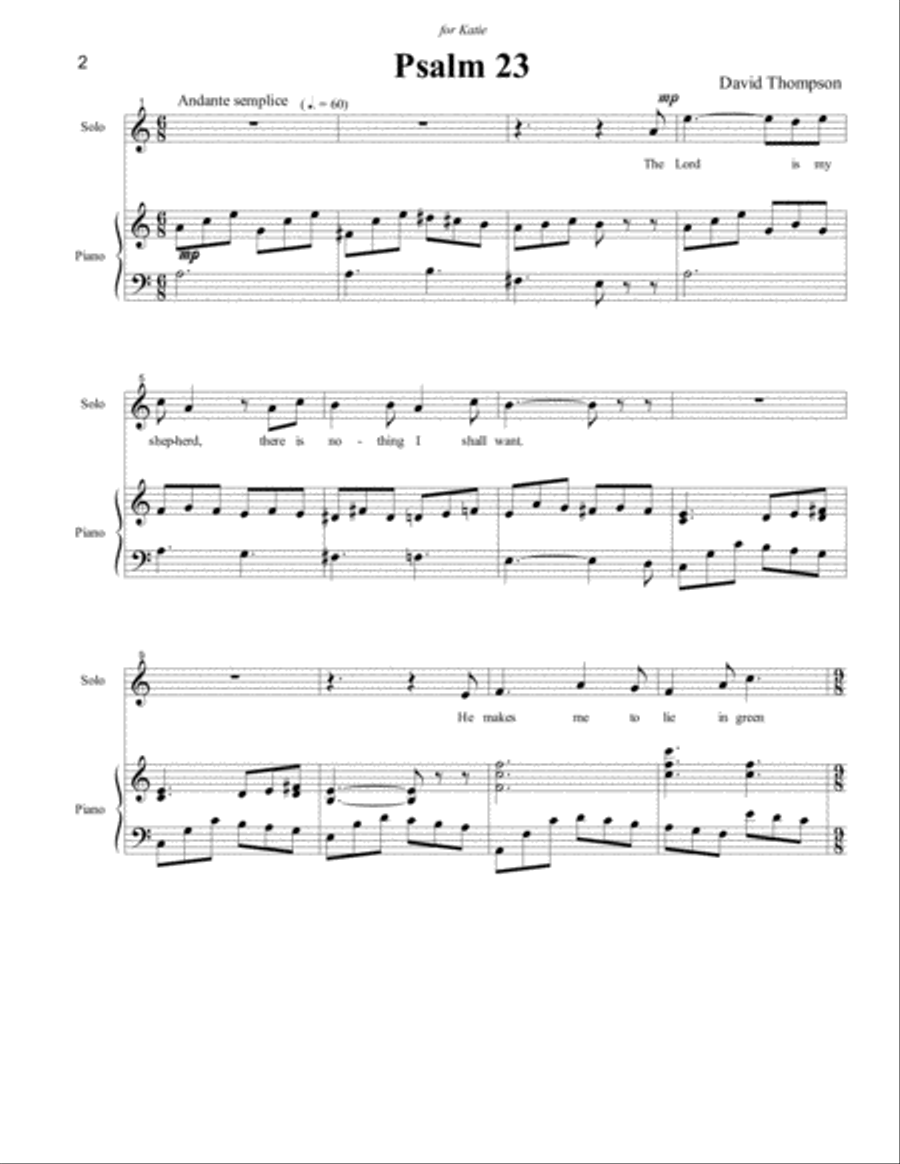 Psalm 23 Psalm 23 Soprano Voice scores gallery preview page 2