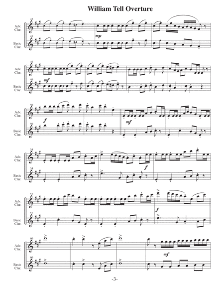 William Tell Overture (Arrangements Level 4 to 6+ for CLARINET + Written Acc) image number null