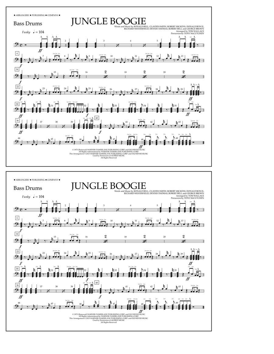 Jungle Boogie - Bass Drums Marching Band scores gallery preview page 1