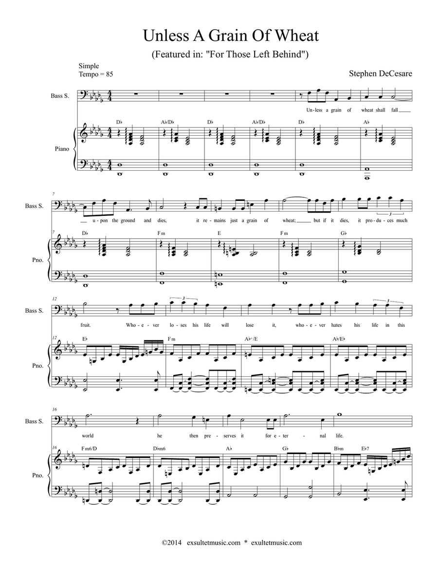Unless A Grain Of Wheat 4-Part scores gallery preview page 1
