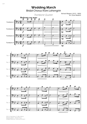 Wedding March (Bridal Chorus) - Trombone Quartet (Full Score) - Score Only