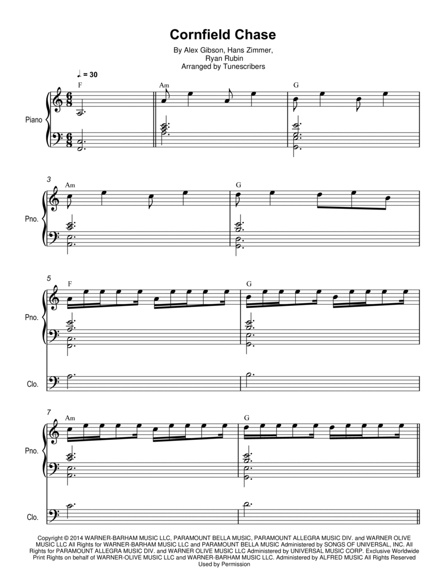 Cornfield Chase Cornfield Chase Piano scores gallery preview page 1