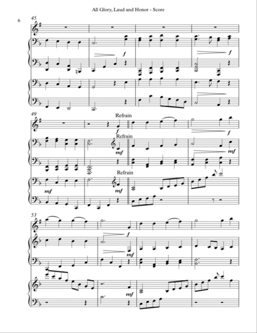 All Glory, Laud and Honor Trio for Bb Clarinet, Harp and Piano B-Flat Clarinet scores gallery preview page 6