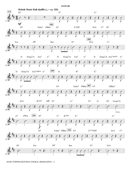 Mary Poppins Returns (Choral Highlights) (arr. Roger Emerson) - Guitar