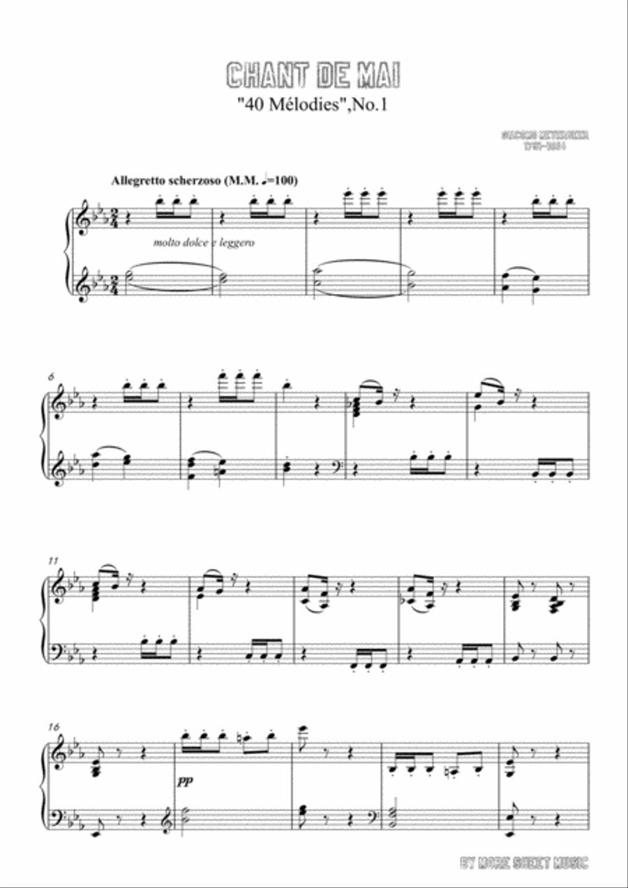 Meyerbeer-Chant de mai in E flat Major,for Voice and Piano Voice Solo scores gallery preview page 3