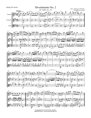 Rondo from Divertimento No. 2, KV 439b for string trio (vln 1, vln 2, vla)