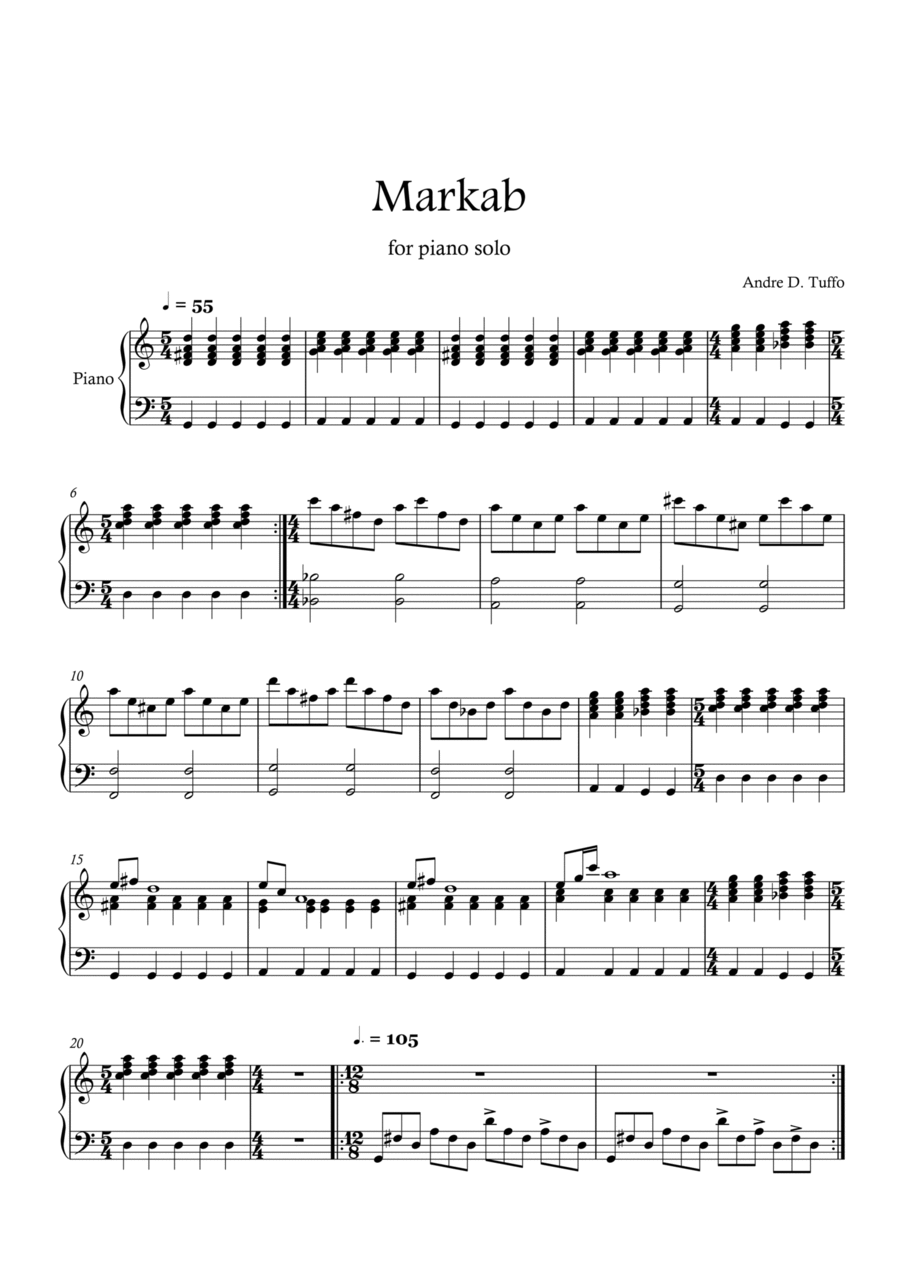Markab (piano solo minimalism) Piano Solo scores gallery preview page 1