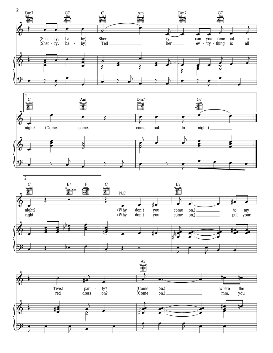 Sherry Piano, Vocal, Guitar scores gallery preview page 2