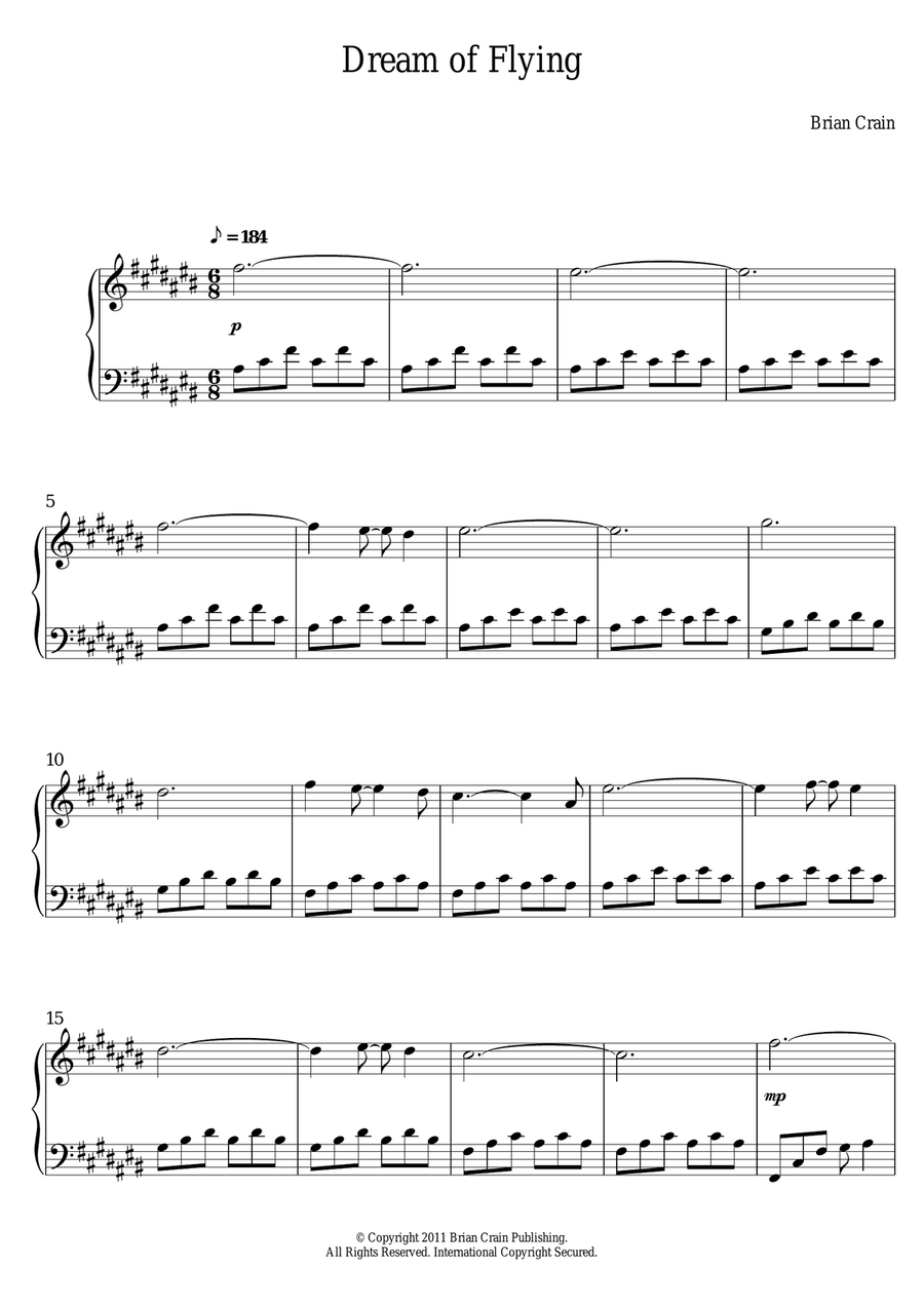 Dream Of Flying Dream Of Flying Piano Solo scores gallery preview page 1