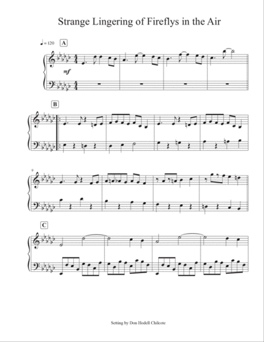 Strange Lingering of Fireflys in the Air Piano, Vocal, Guitar scores gallery preview page 2