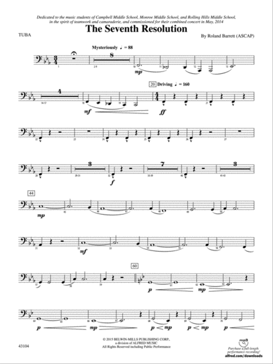 The Seventh Resolution: Tuba Concert Band scores gallery preview page 1