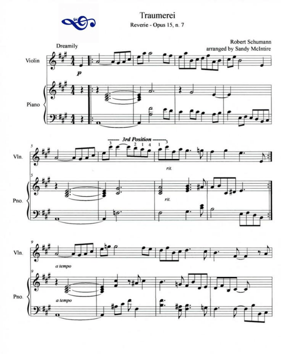 Traumerei (Reverie) Traumerei (Reverie) Violin Solo scores gallery preview page 1