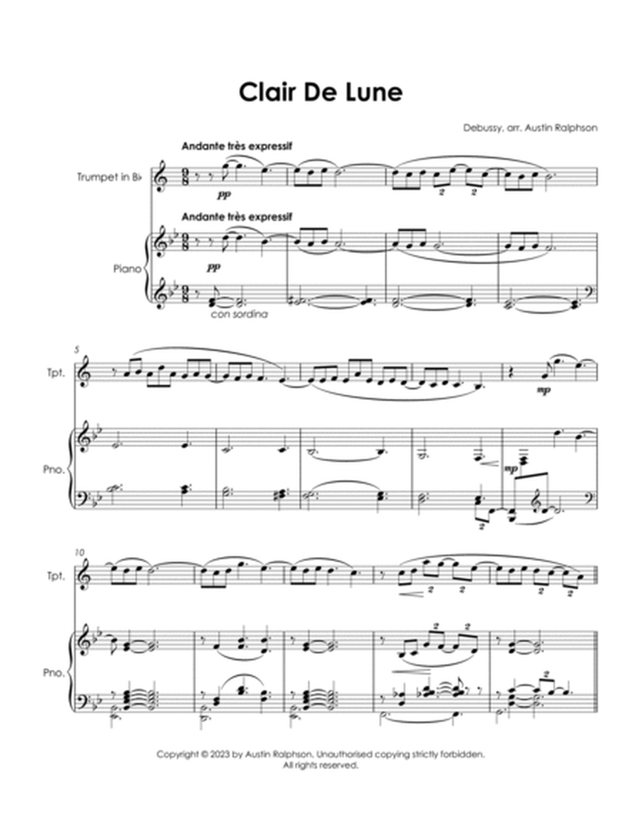 Clair De Lune (Debussy) - trumpet and piano with FREE BACKING TRACK image number null