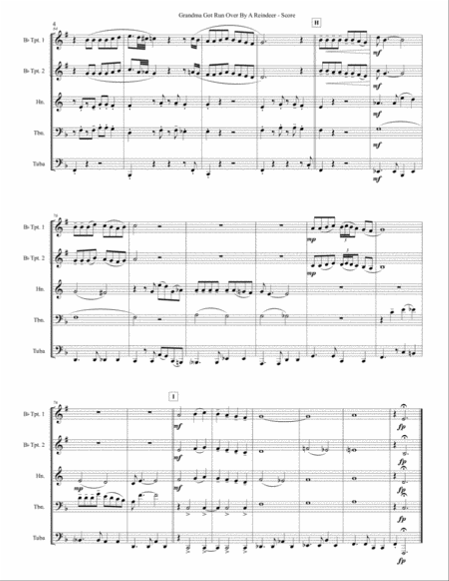 Grandma Got Run Over By A Reindeer Brass Ensemble scores gallery preview page 4