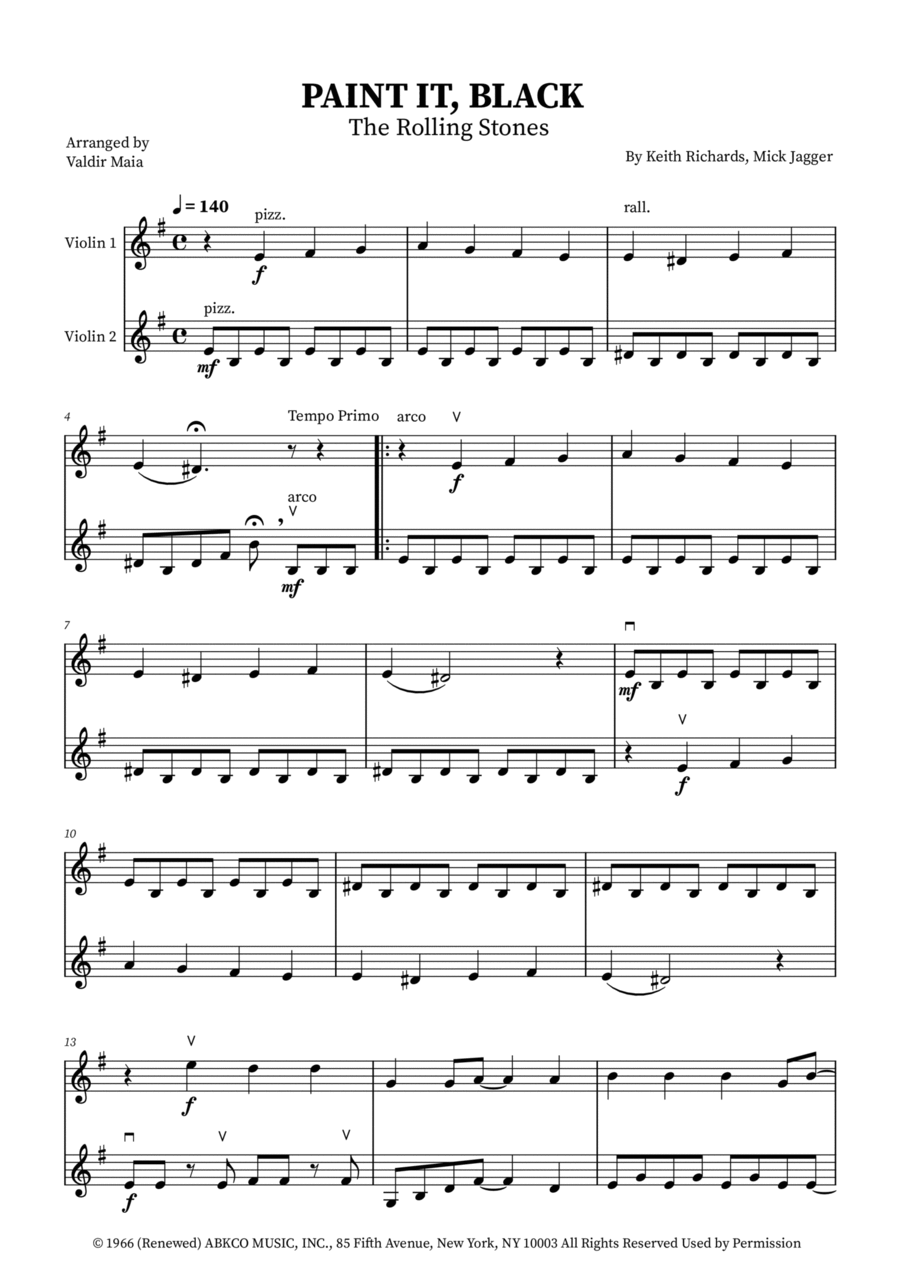 Paint It, Black String Duet scores gallery preview page 1