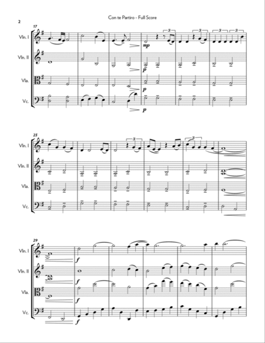 Con Te Partiro (time To Say Goodbye) String Quartet scores gallery preview page 2