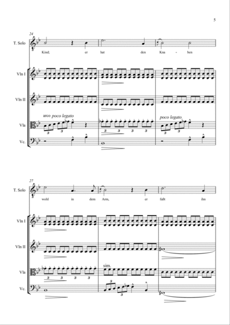 Der Erlkonig (The Erlking) for tenor and string quartet String Quartet scores gallery preview page 5