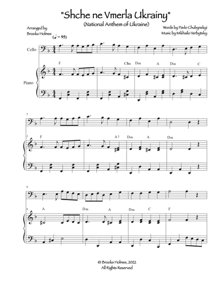 National Anthem Of Ukraine - Schche ne Vmerla Ukrainy (Cello and Piano) Ukrainian image number null