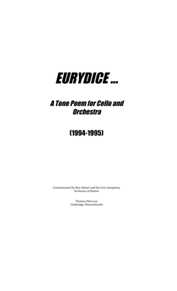 Eurydice ... a tone poem for cello and orchestra (1995)