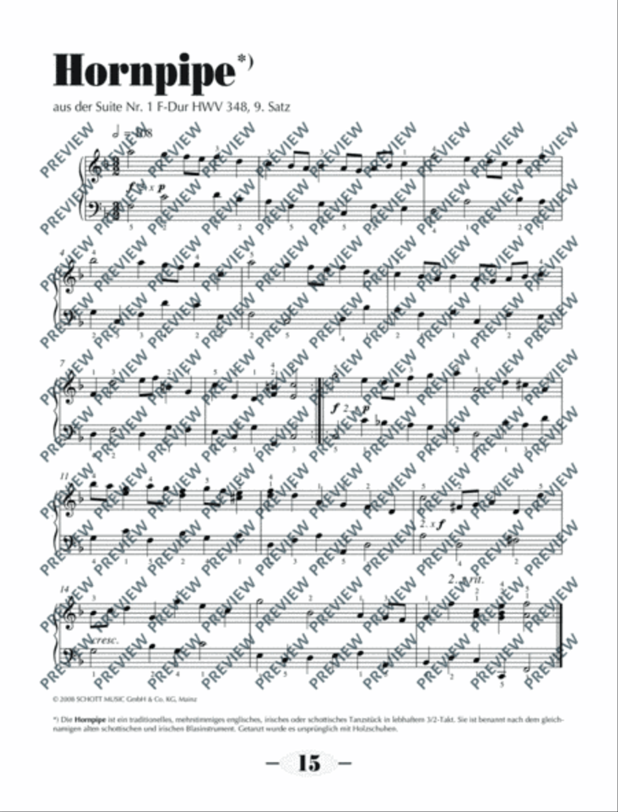 Wassermusik & Feuerwerksmusik Piano Solo scores gallery preview page 16