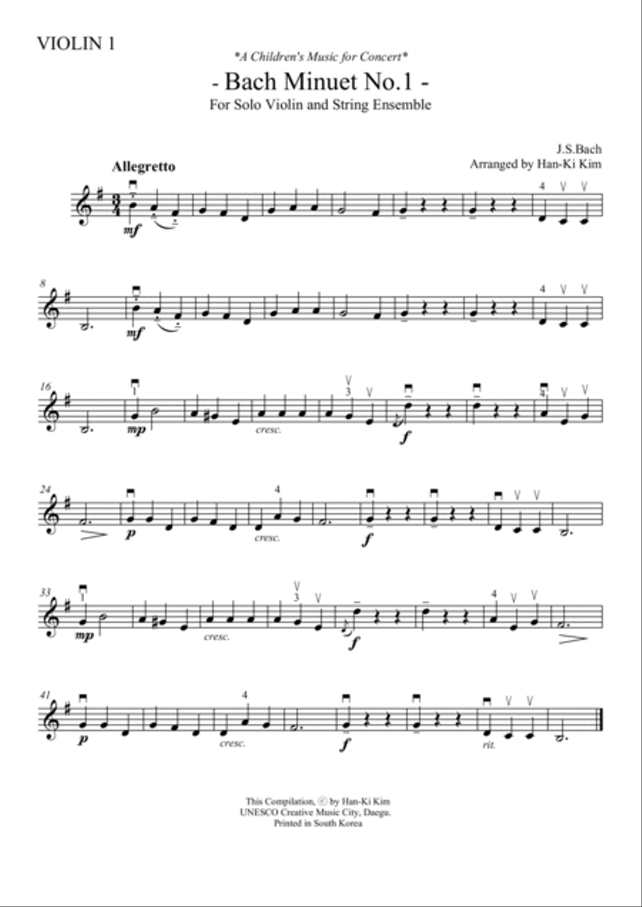 Bach Minuet No.1.2.3 (For Violin and Strings) Small Ensemble scores gallery preview page 4