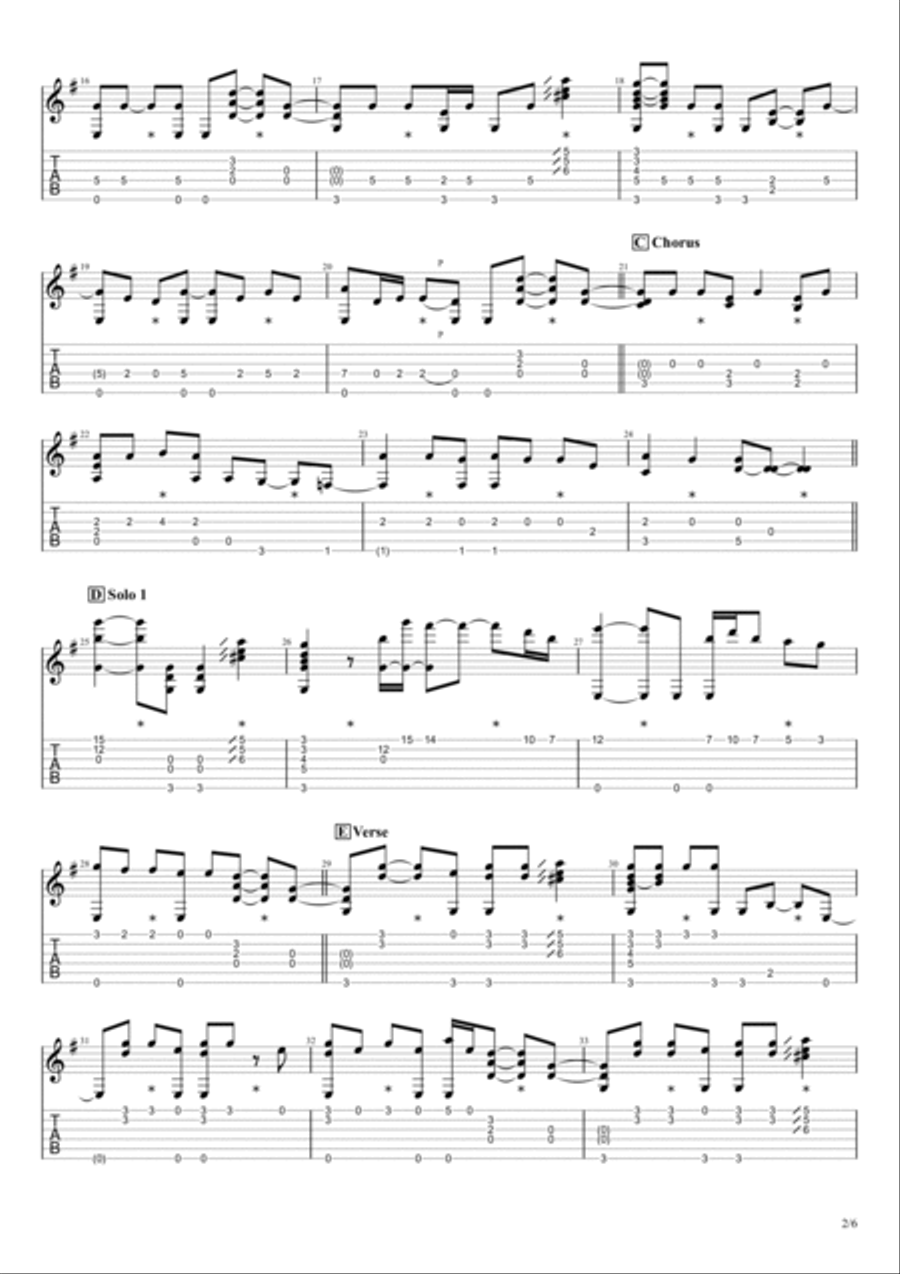 Learning To Fly Guitar Tablature scores gallery preview page 2
