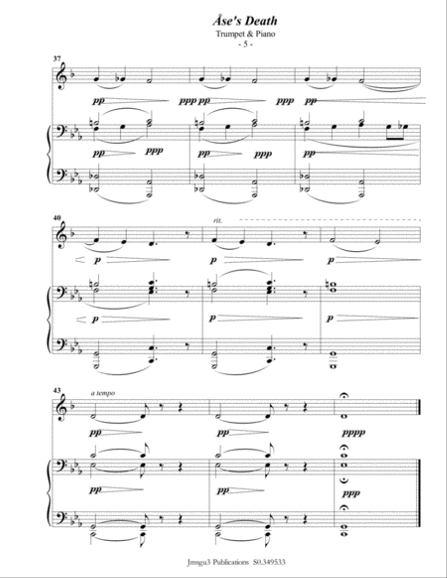 Grieg: Ase's Death from Peer Gynt Suite for Trumpet & Piano B-Flat Trumpet scores gallery preview page 6