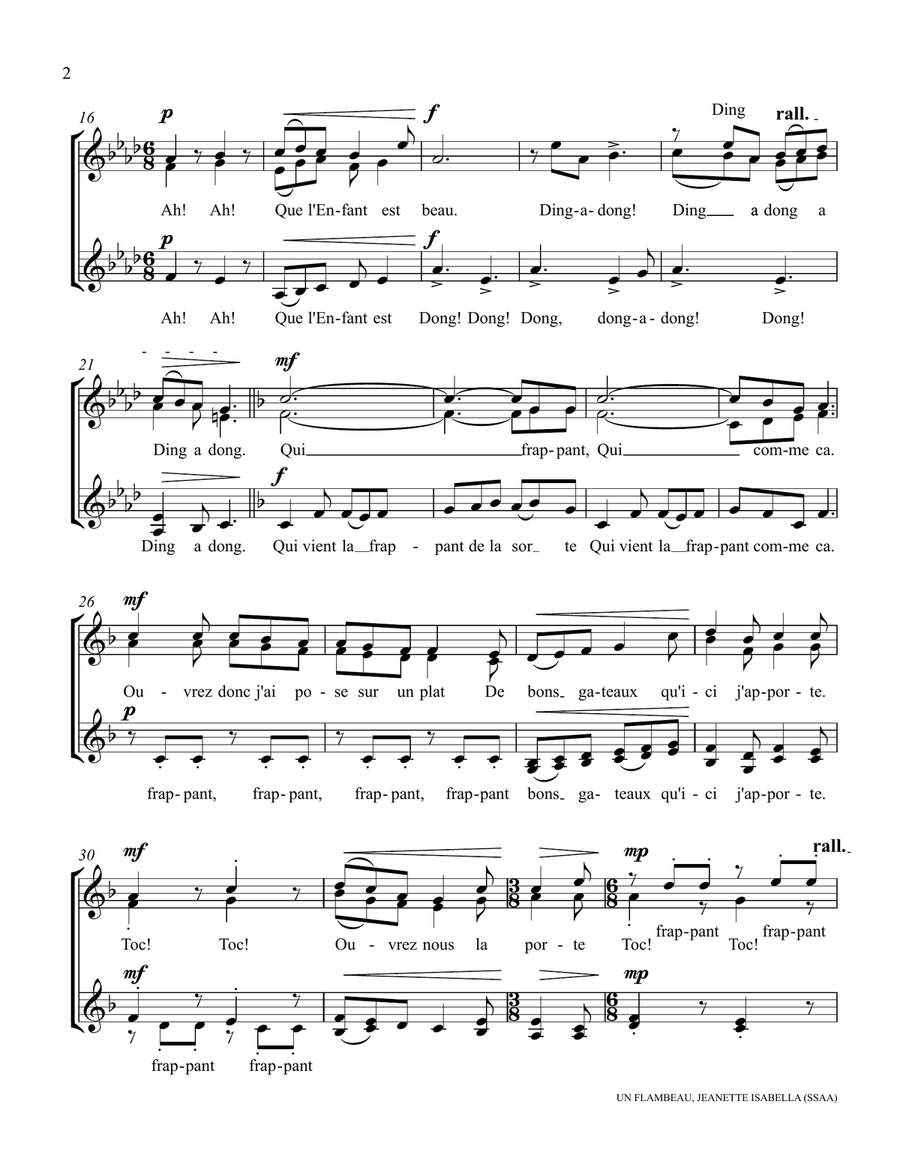 Un, Flambeau, Jeanette Isabella (Bring a Torch, Jeanette Isabella) SSA scores gallery preview page 2