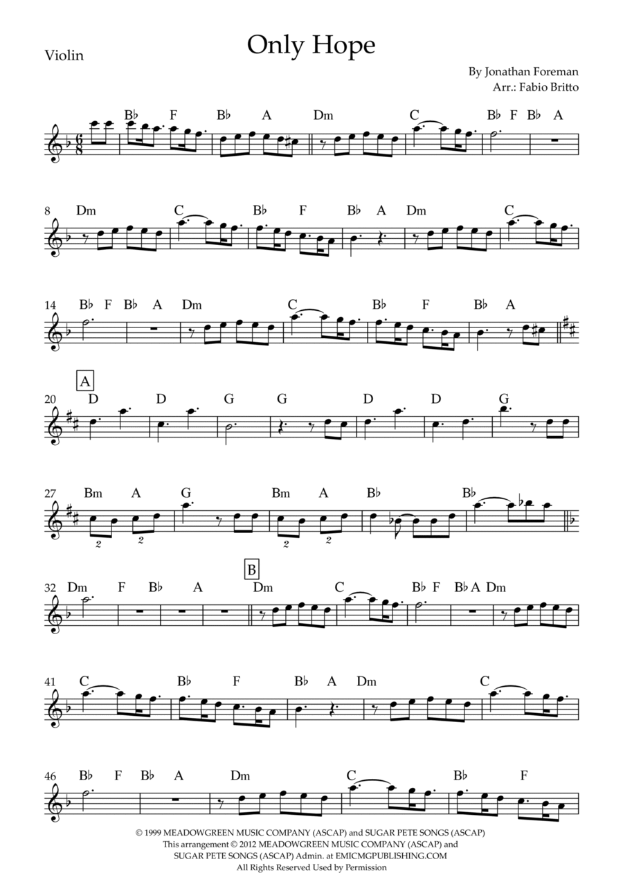 Only Hope Only Hope Violin Solo scores gallery preview page 1