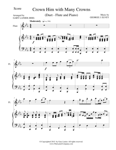 CROWN HIM WITH MANY CROWNS (Duet – Flute and Piano/Score and Parts) image number null