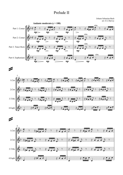 Prelude and Fugue II (BWV 847) for Brass Quartet image number null
