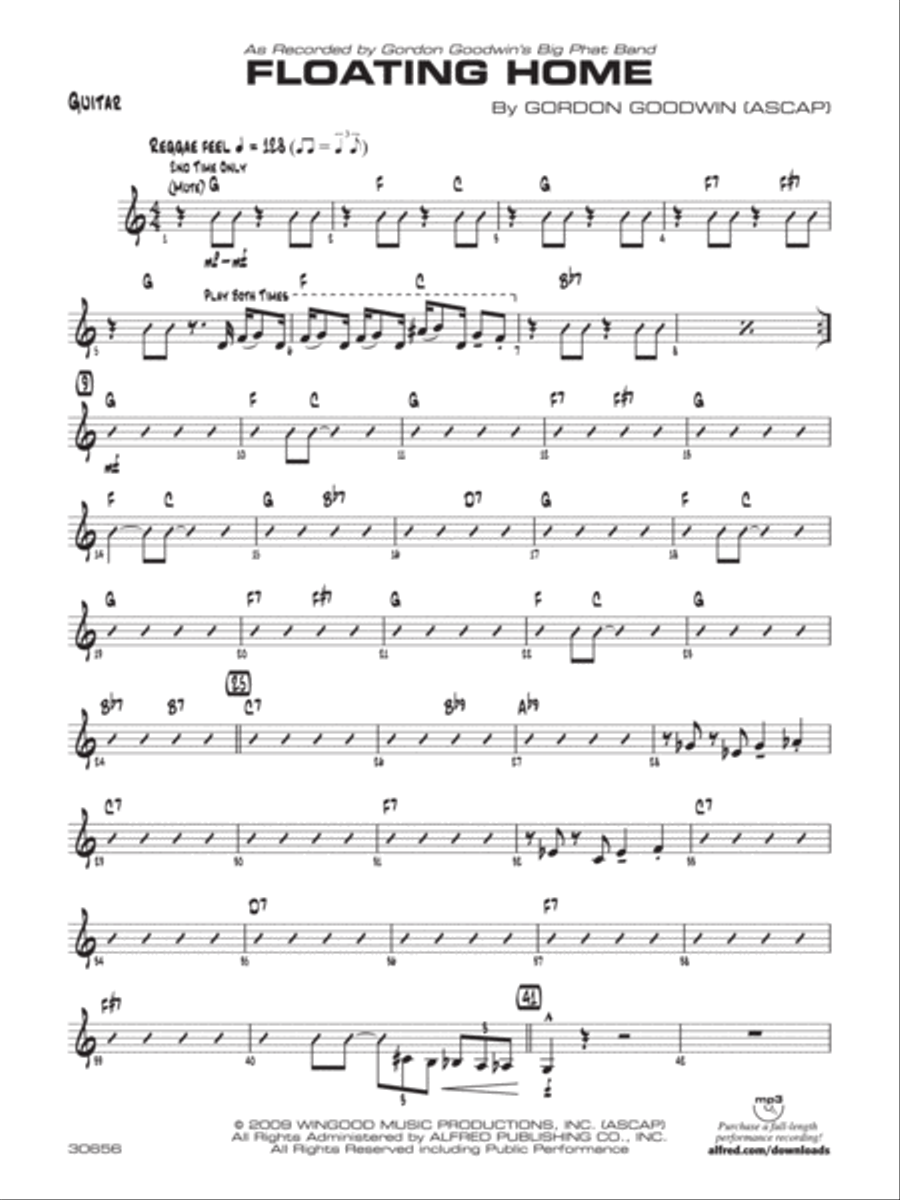 Floating Home: Guitar Jazz Ensemble scores gallery preview page 1