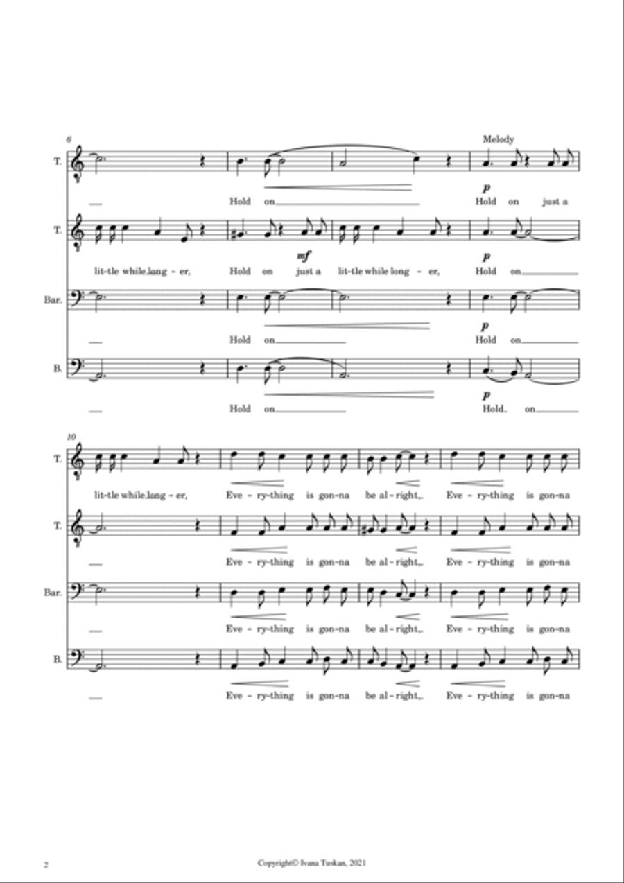 Hold On (Just a Little While Longer) for TTBB a cappella TTBB scores gallery preview page 2
