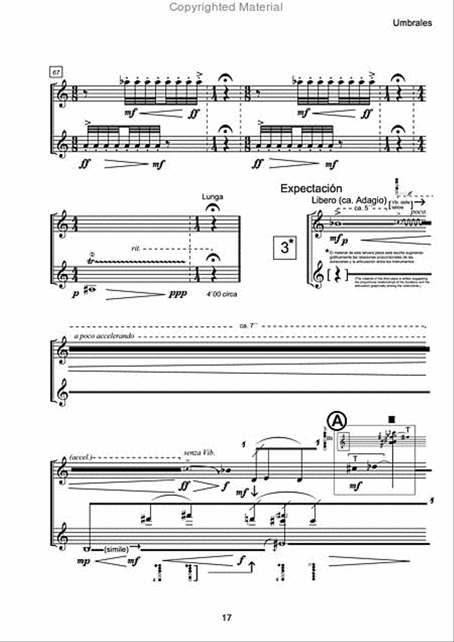 Umbrales for Oboe and Clarinet Clarinet scores gallery preview page 5