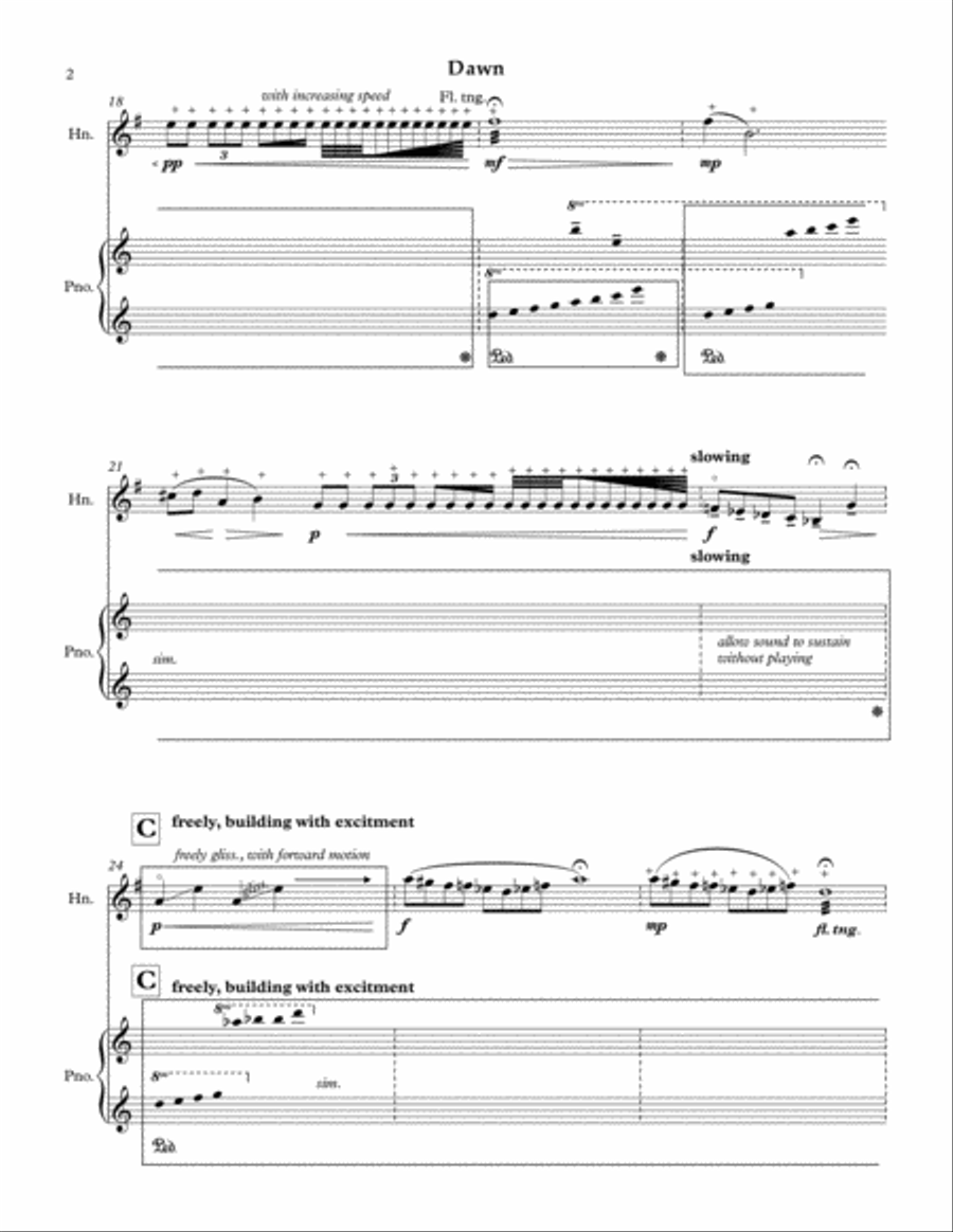 Dawn for horn in F and piano Piano scores gallery preview page 6