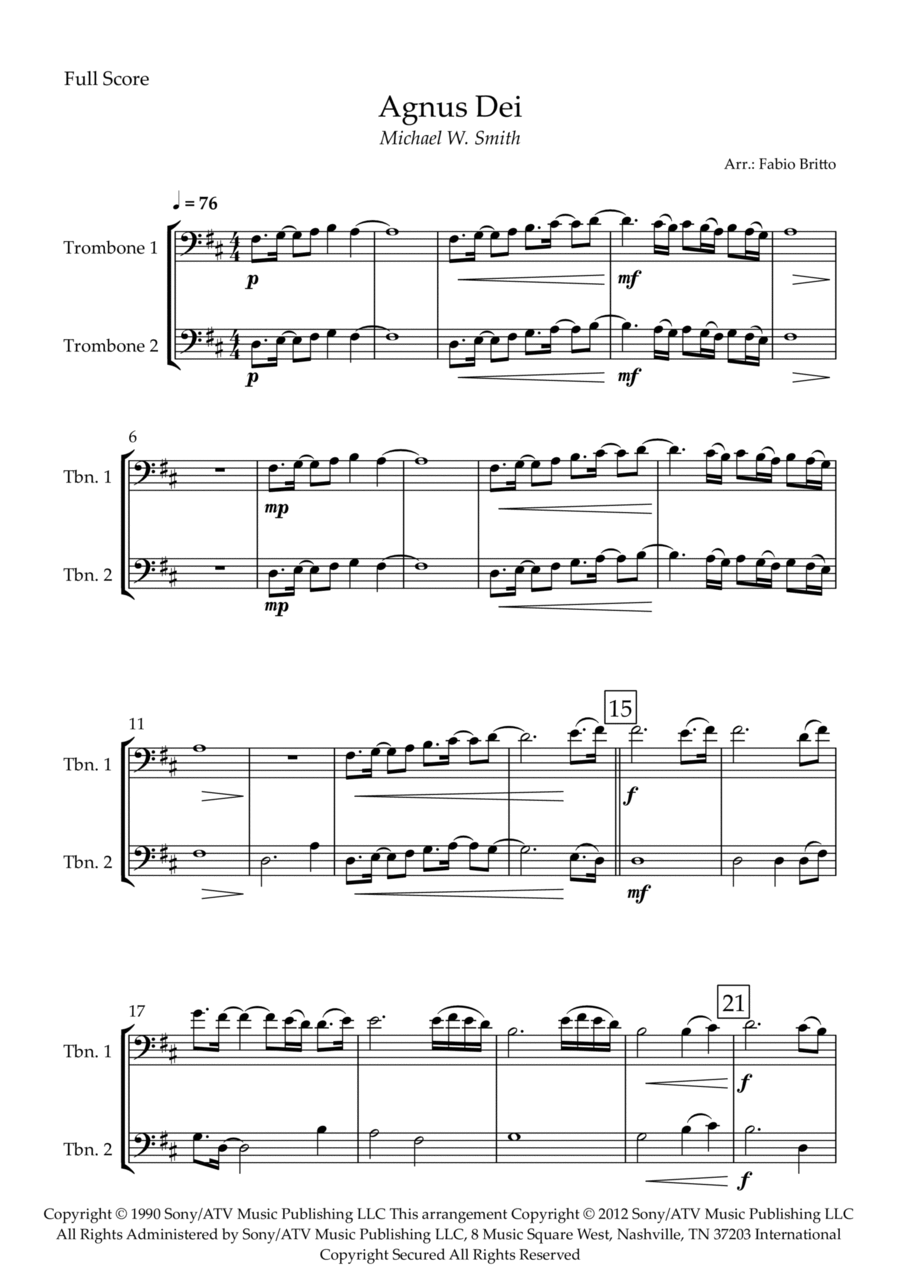 Agnus Dei Agnus Dei Trombone Duet scores gallery preview page 1