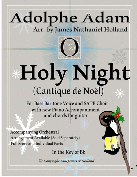 O Holy Night (Cantique de Noel) Adolphe Adam for Bass Baritone and SATB Chorus (Key of Bb) image number null
