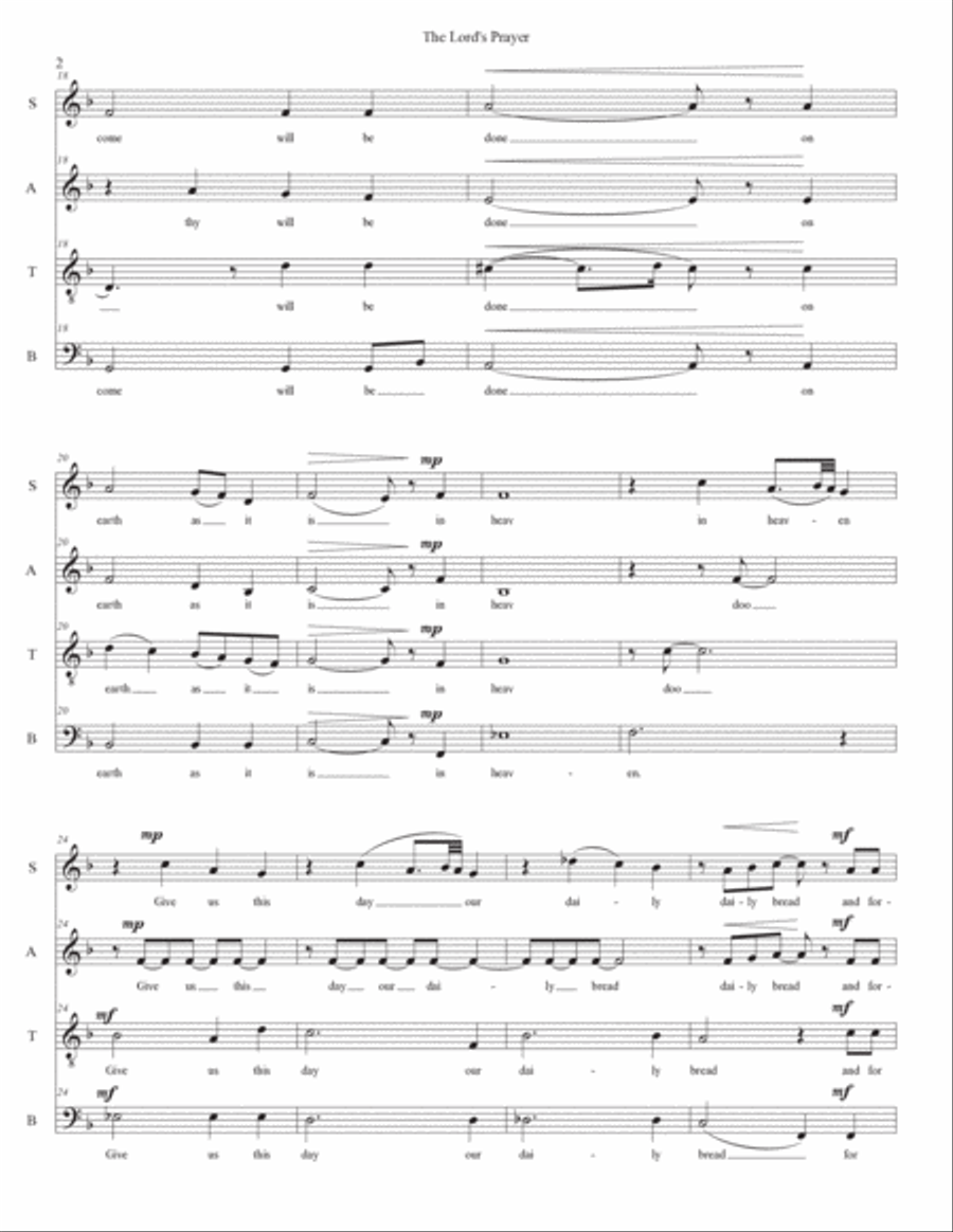 The Lord's Prayer 4-Part scores gallery preview page 2