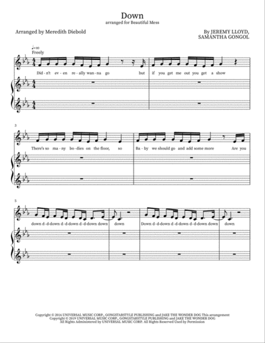 Diggy Down Diggy Down A Cappella scores gallery preview page 1