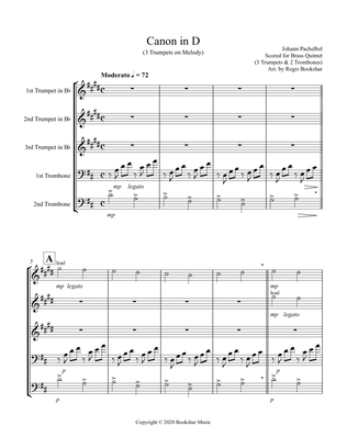 Canon in D (Pachelbel) (D) (Brass Quintet - 3 Trp, 2 Trb) (3 Trp lead)