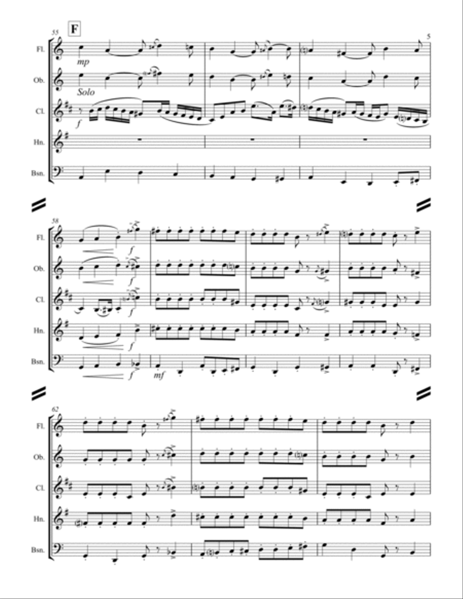 Too Fat Polka (she's Too Fat For Me) Woodwind Quintet scores gallery preview page 6
