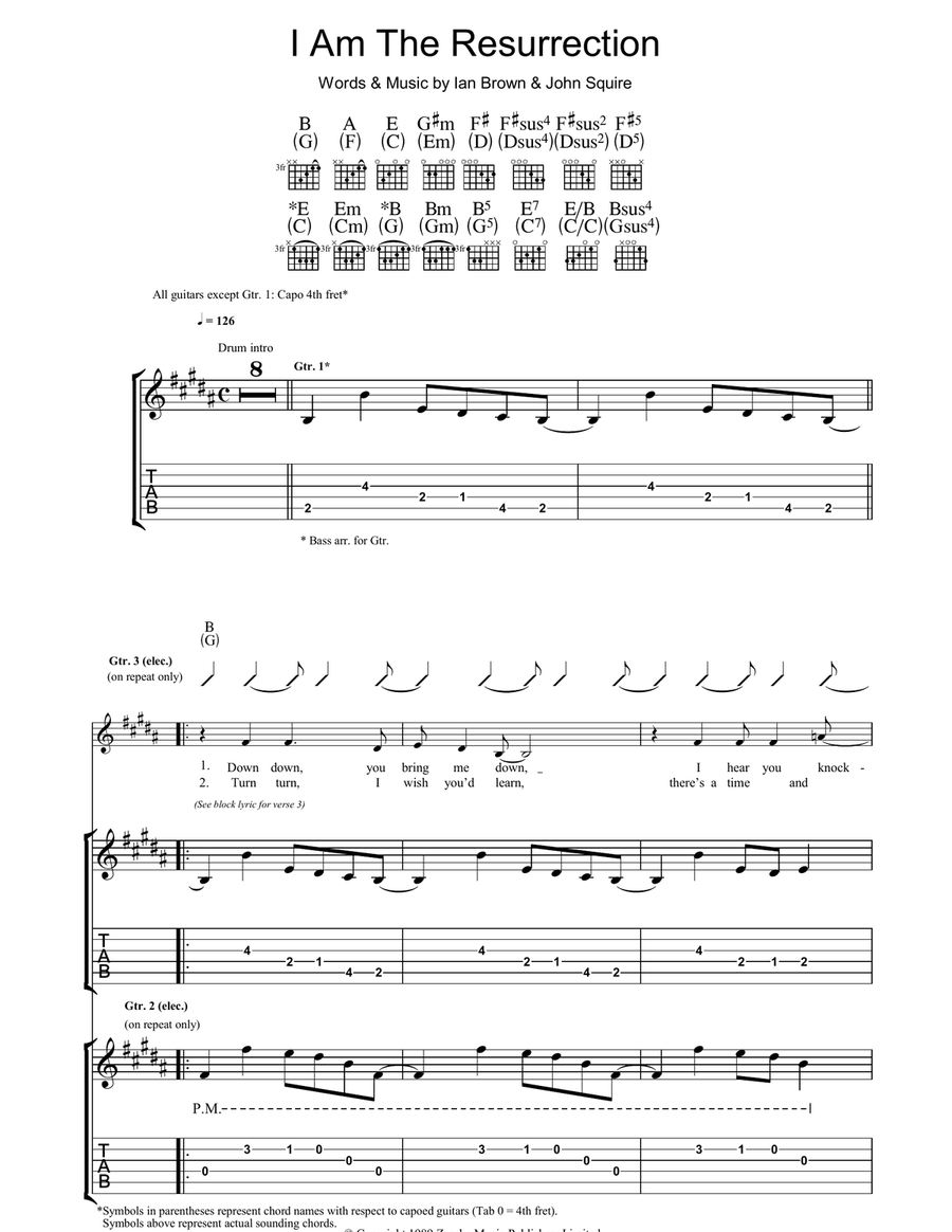I Am The Resurrection Guitar Tablature scores gallery preview page 1