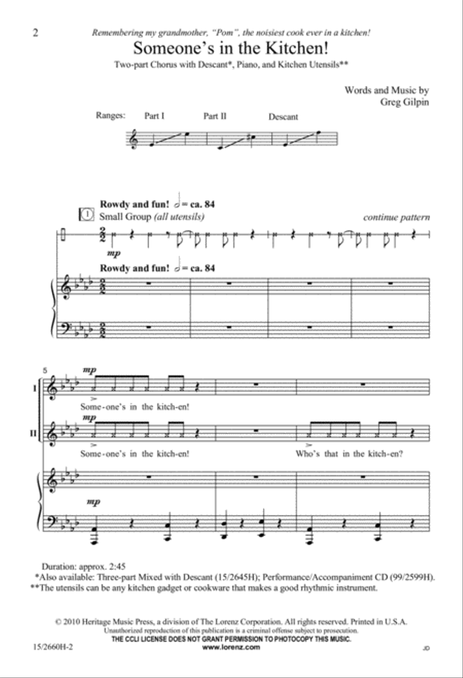 Someone's in the Kitchen! 2-Part scores gallery preview page 2