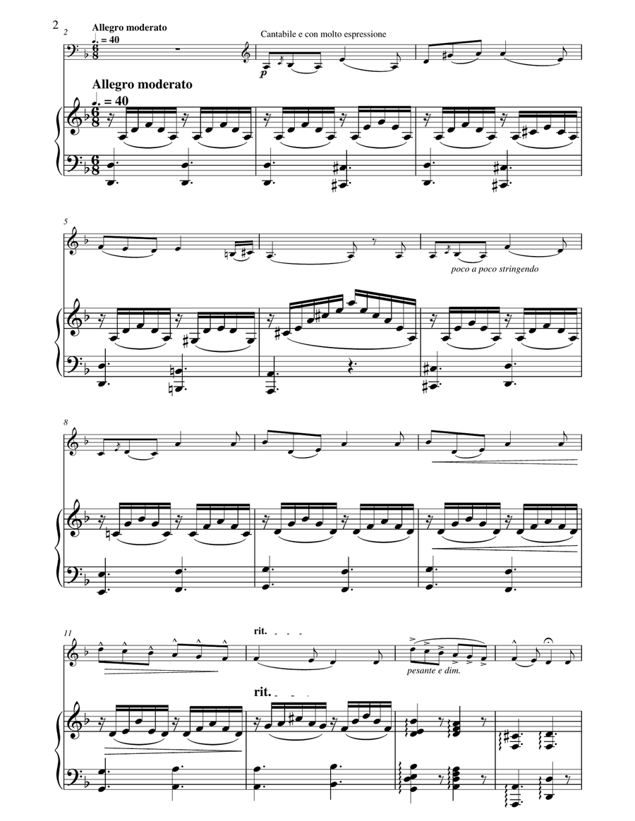 J. Strauss : Romance for Cello and Harp Duet , Op.243 , Arranged by Amir Awad String Duet scores gallery preview page 2