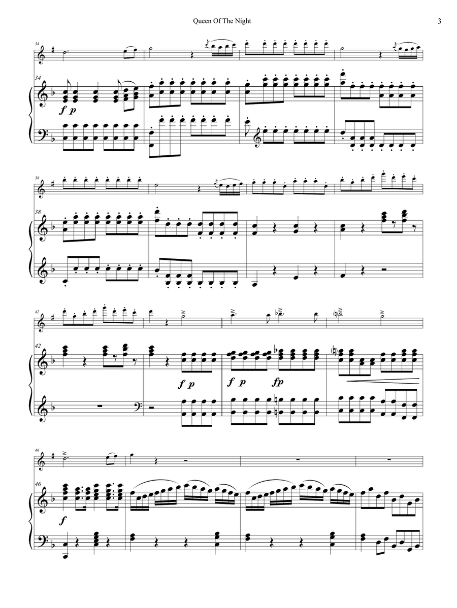 W. A. Mozart: Queen of the Night for Clarinet and Piano Clarinet Solo scores gallery preview page 3