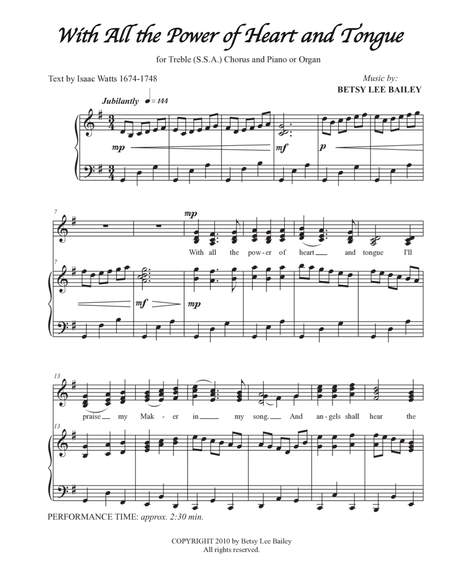 With All the Power of Heart and Tongue by Betsy Lee Bailey SSA - Digital Sheet Music